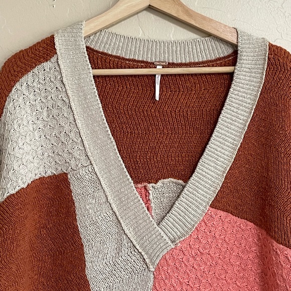 Free People Colorblock Knit Romper - Pink, Cream, and Brown - Picture 5 of 12